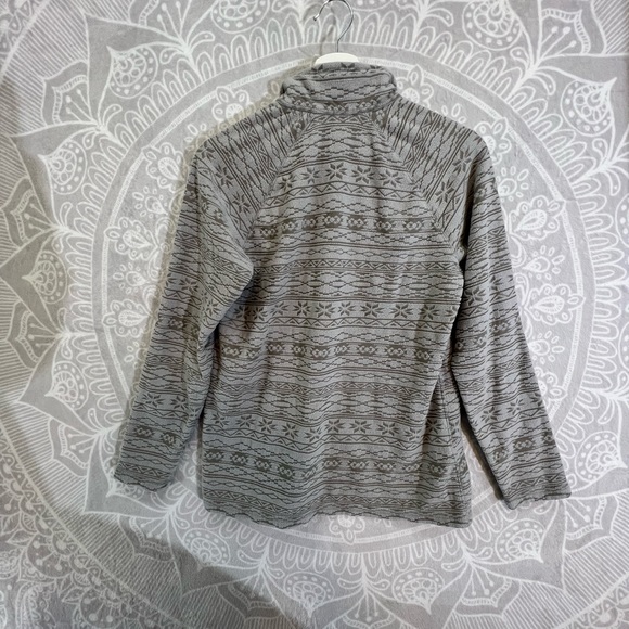 Y2K EDDIE BAUER AZTEC EMBOSSED NEUTRAL FLEECE SWEATER 1/2 ZIP SEXY WARM TOP M - Picture 13 of 17